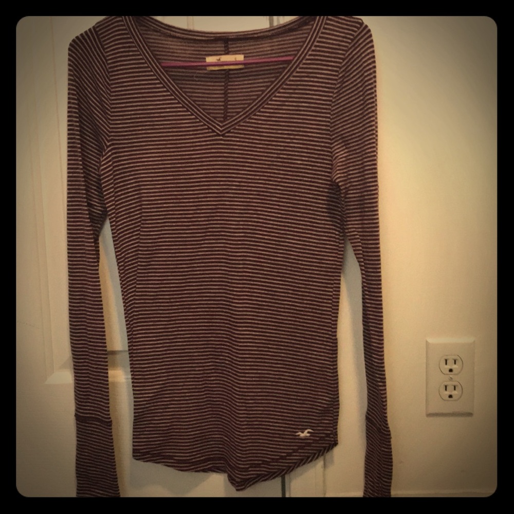 Burgundy&white stripped long sleeve